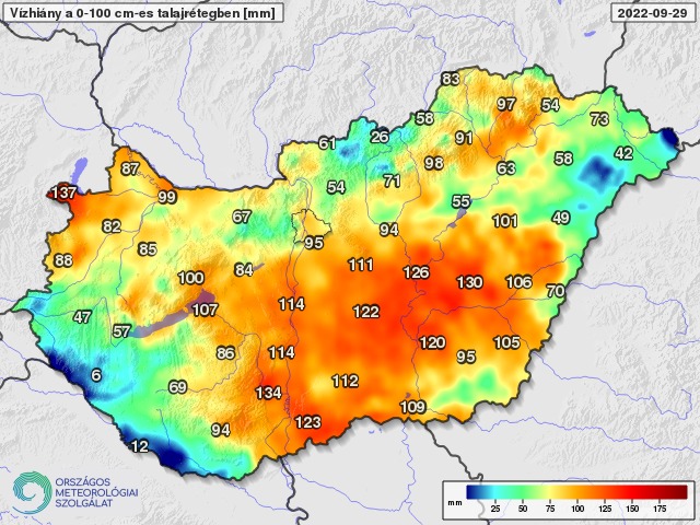 Ez volt a szárazság helyzete 2022. őszén Magyarországon -  Forrás: Országos Meteorológiai Szolgálat