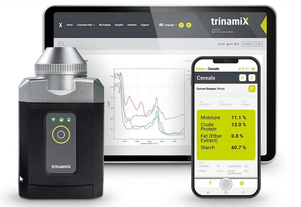 A trinamiX megoldása egy robusztus kézi készüléket kombinál egy intuitív mobilalkalmazással és webes portállal